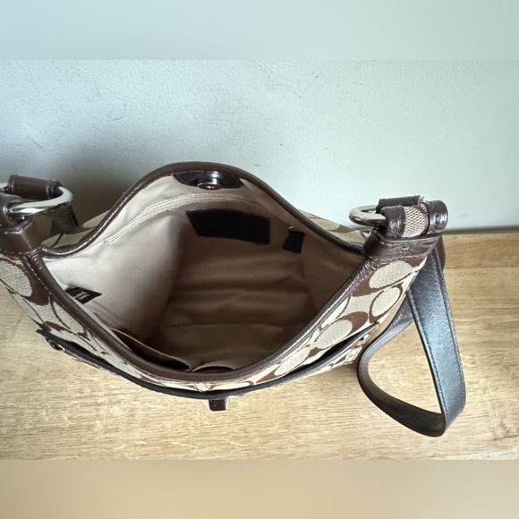 Coach Brown and Tan Signature Crossbody Bag - Picture 5 of 6